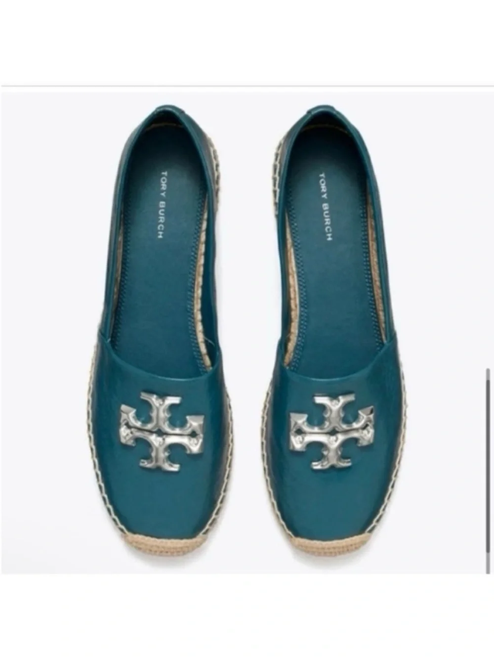 🆕-Tory Burch Eleanor Leather Espadrille in Brisk Blue. Size: 8. NWT